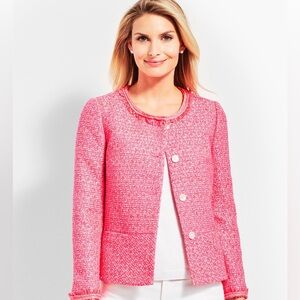 Talbots Tweed Pink Blazer Jacket Women’s 12